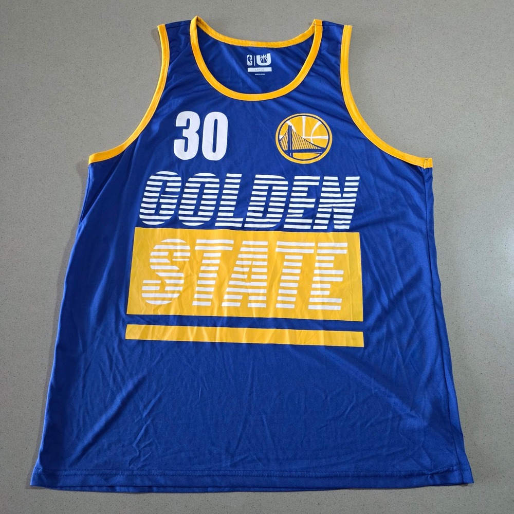 NBA Golden State Warriors Stephen Curry 30 Basketball Jersey Tank Top Blue Large